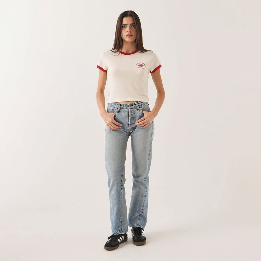 BRIXTON X Ford Women's Mustang Baby Ringer Tee - Wimbledon White