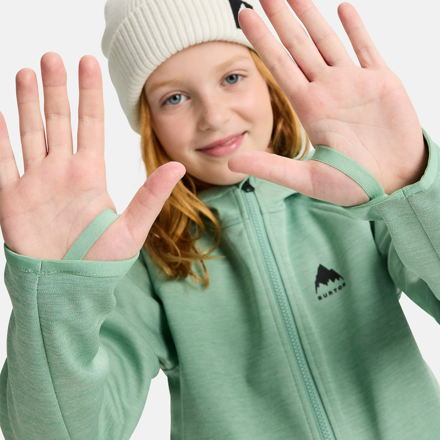 BURTON Kids' Crown Weatherproof Full Zip Hood - Soft Sage Heather
