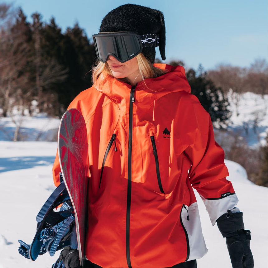 BURTON Women's Gore-Tex 2L Reserve Jacket 2026 - Fiesta Red/Gray Cloud