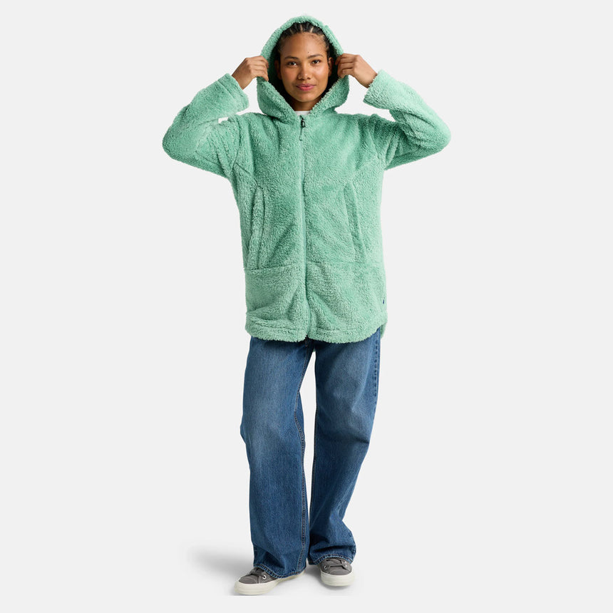 BURTON Women's Minxy Hi-Loft Fleece Full Zip Hood - Soft Sage