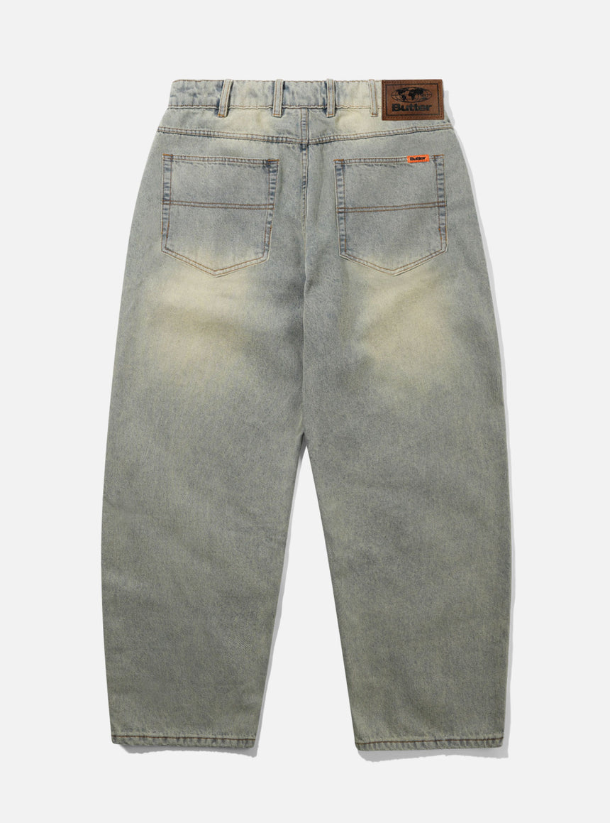 BUTTER GOODS Baggy Denim Jeans - Distressed Light Blue