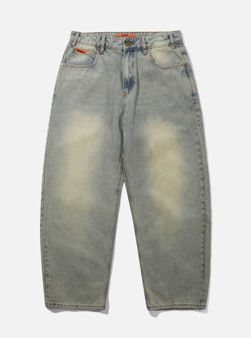 BUTTER GOODS Baggy Denim Jeans - Distressed Light Blue