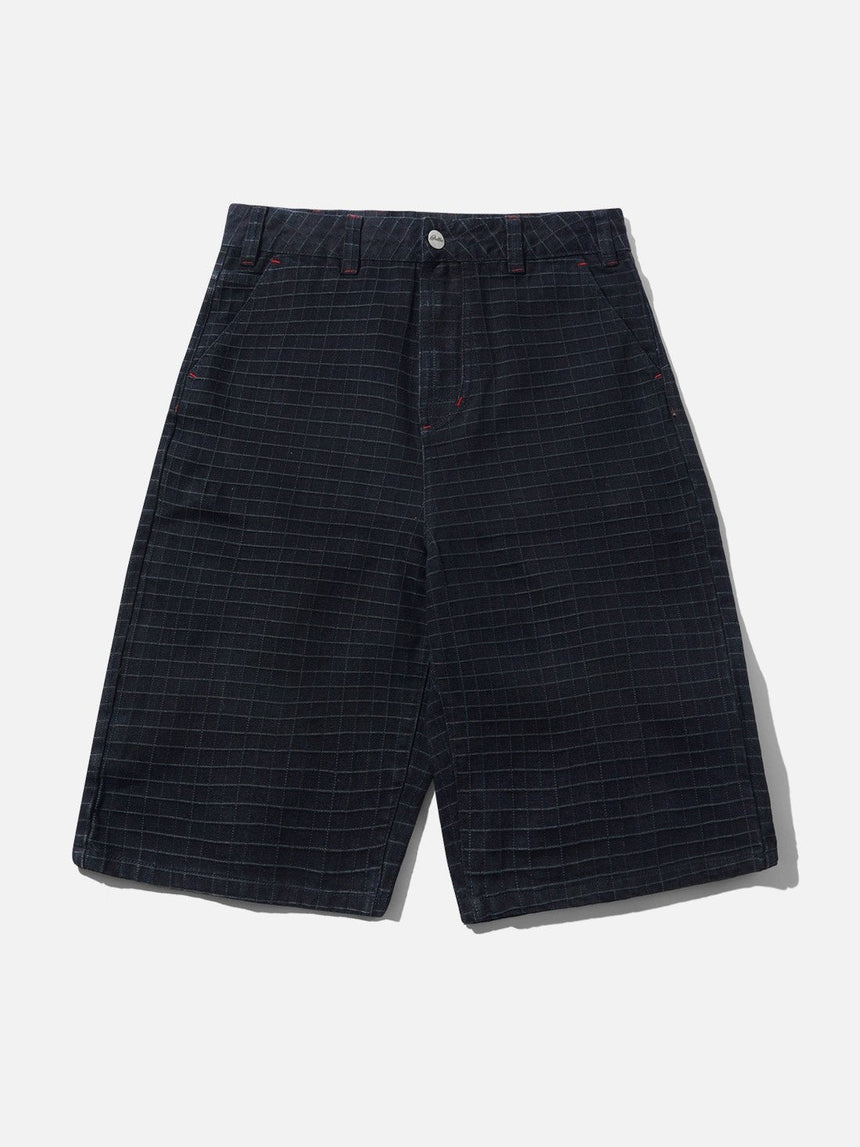 BUTTER GOODS Big Grid Denim Shorts - Overdyed Black