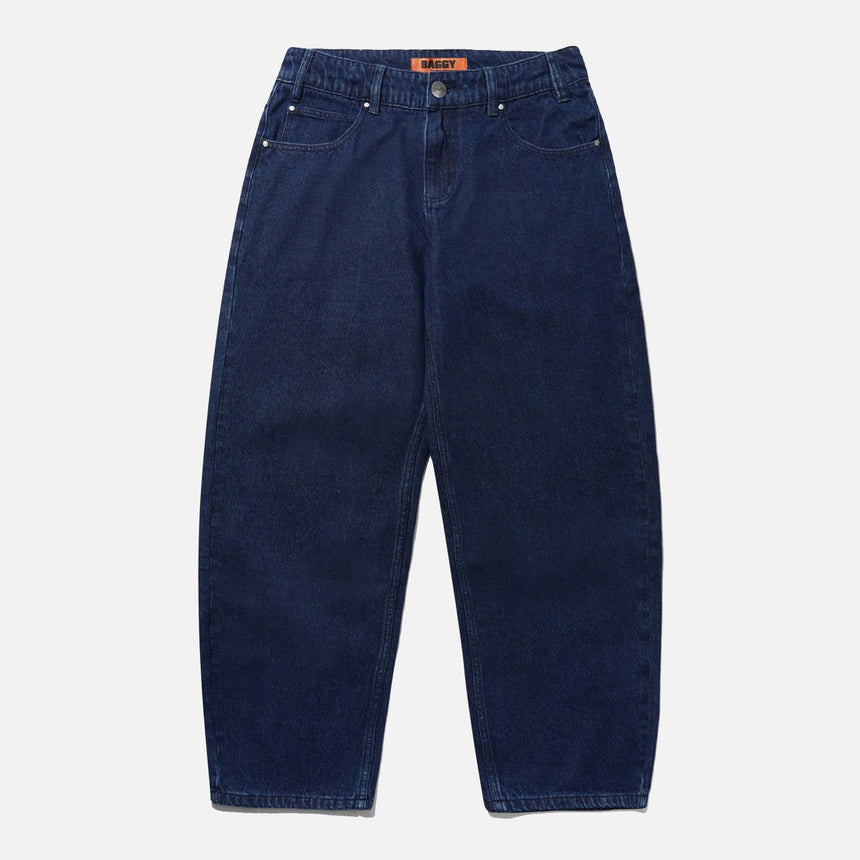 BUTTER GOODS Drummer Baggy Denim Jeans - Raw Dark Indigo