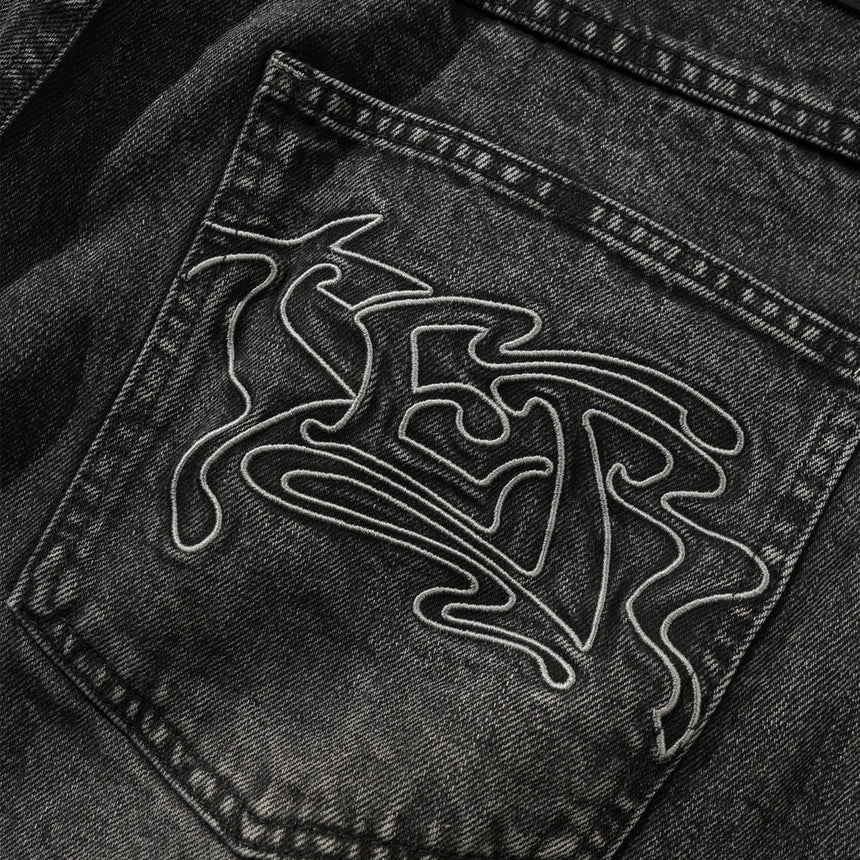 BUTTER GOODS Drummer Baggy Denim Jeans - Streaky Black