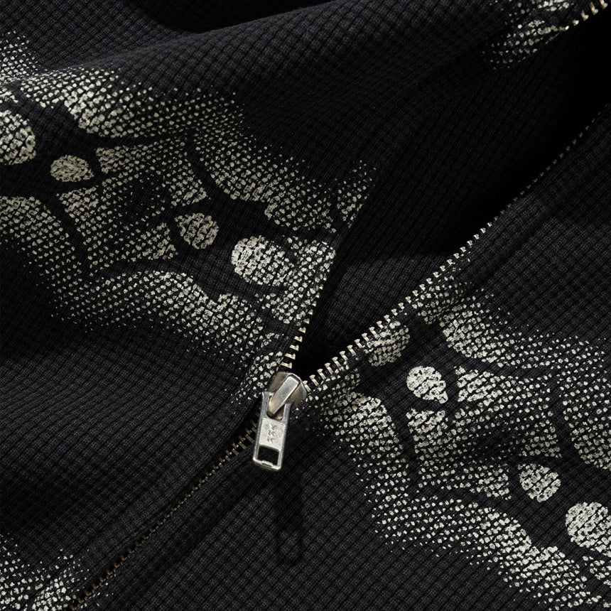 BUTTER GOODS Faded Waffle Zip-Thru Hood - Washed Black
