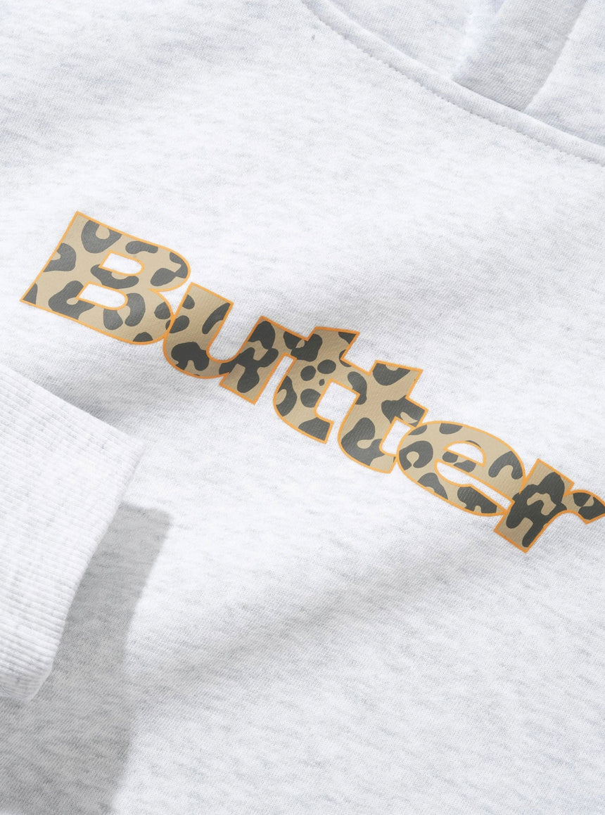 BUTTER GOODS Leopard Print Logo Pullover Hood - Ash