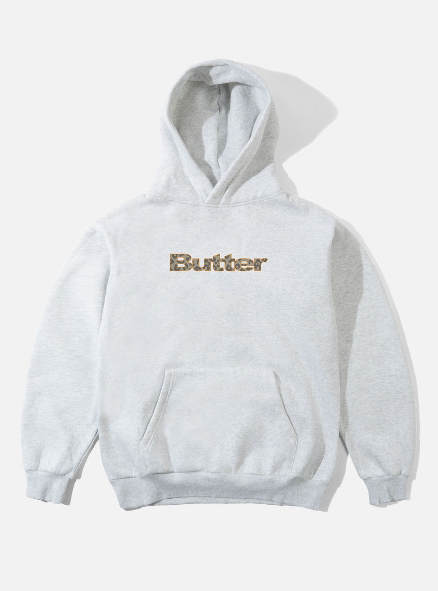 BUTTER GOODS Leopard Print Logo Pullover Hood - Ash