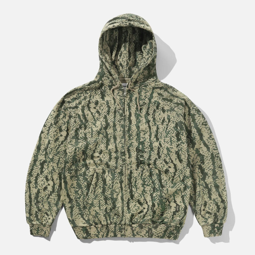 BUTTER GOODS Lowland Camo Zip Thru Hood - Washed Green
