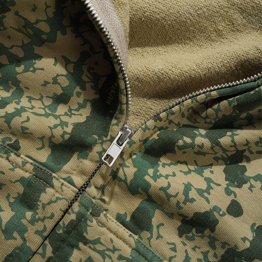 BUTTER GOODS Lowland Camo Zip Thru Hood - Washed Green