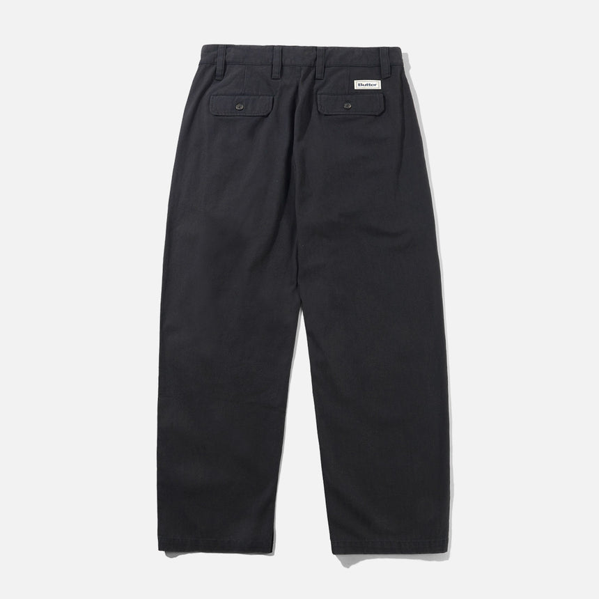 BUTTER GOODS Pleated Trousers - Washed Black