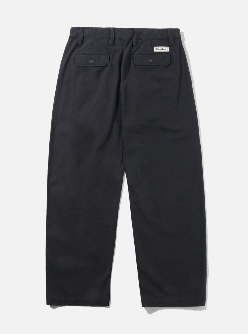 BUTTER GOODS Pleated Trousers - Washed Black