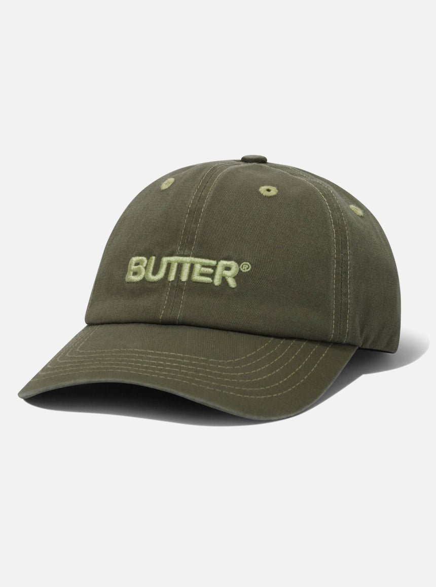 BUTTER GOODS Rounded Logo 6 Panel Cap - Washed Army