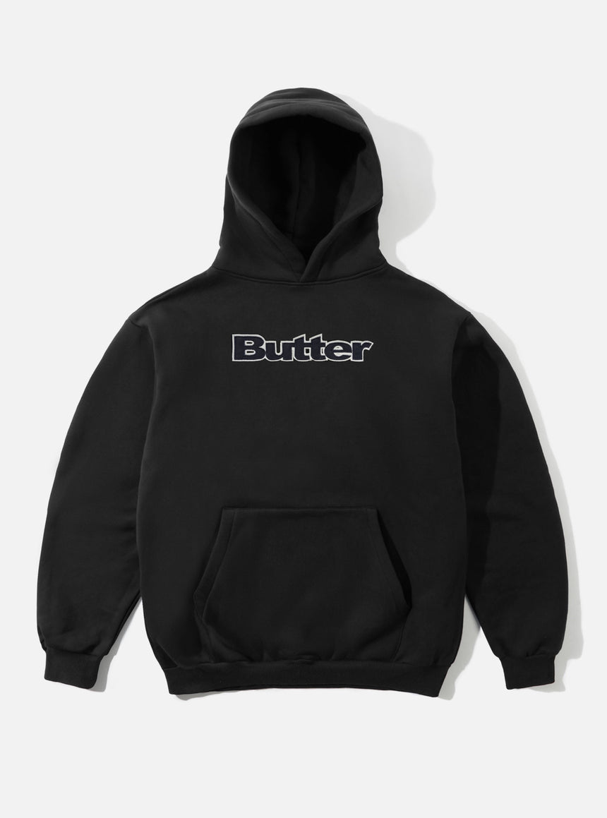 BUTTER GOODS Satin Applique Pullover Hood - Black