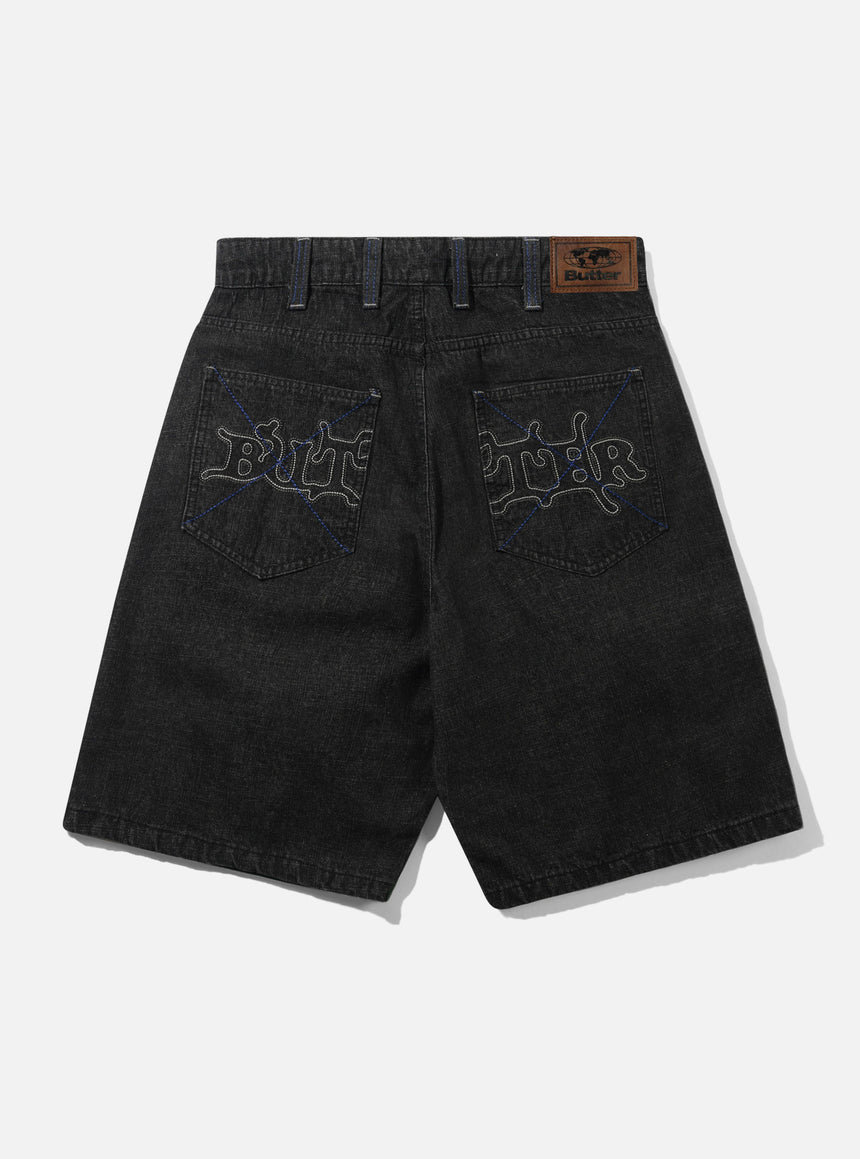 BUTTER GOODS Serif Baggy Shorts - Streaky Faded Black