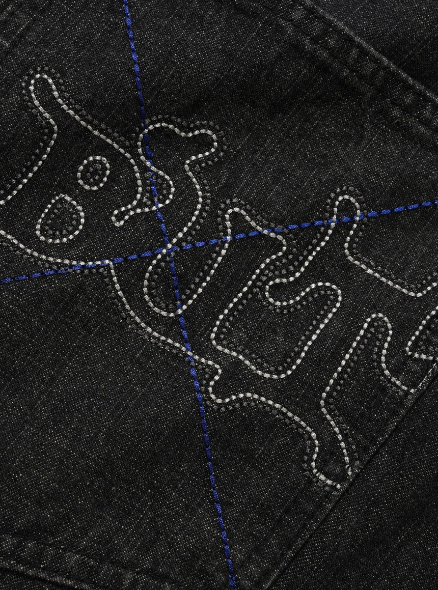 BUTTER GOODS Serif Baggy Shorts - Streaky Faded Black