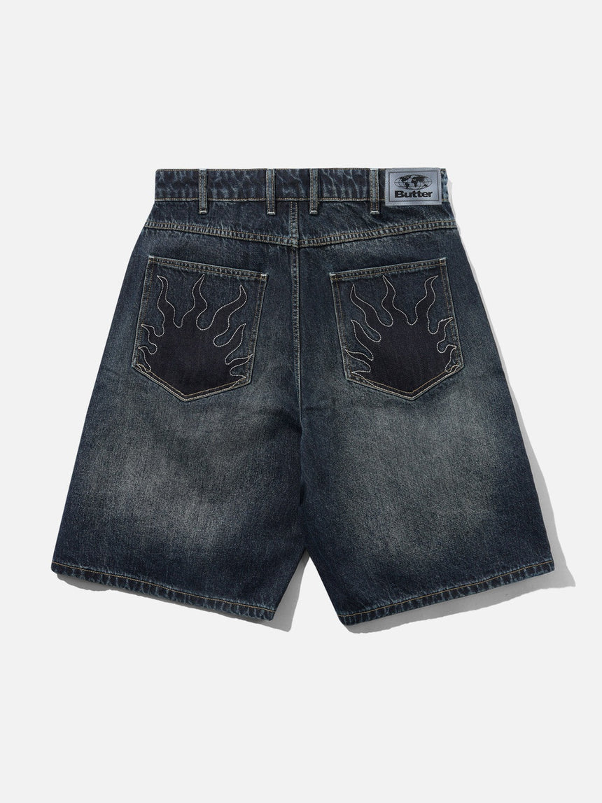BUTTER GOODS Solar Fade Denim Shorts - Blue Tint Ripple