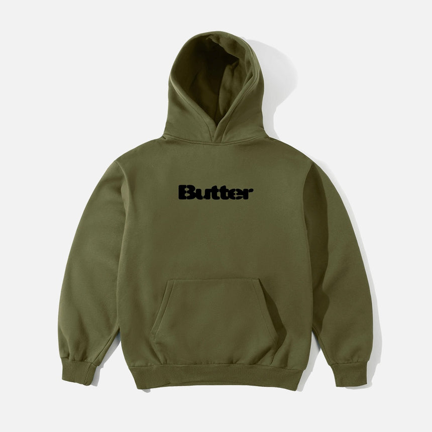 BUTTER GOODS Stencil Logo Pullover Hood - Army