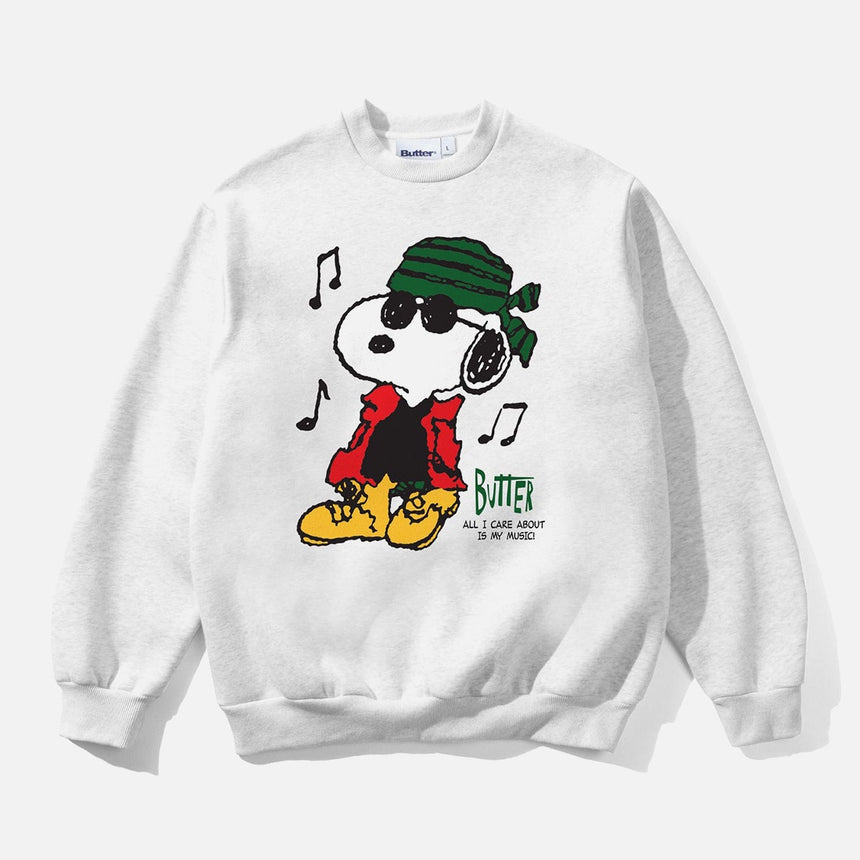 BUTTER GOODS X PEANUTS Music Crewneck - Ash