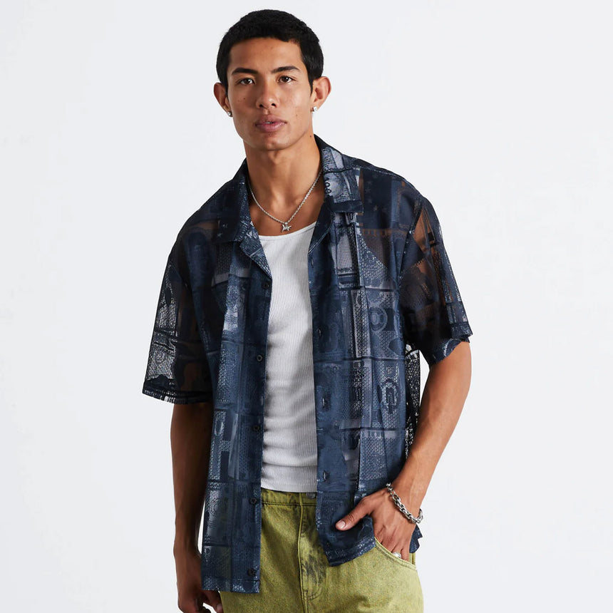 HUF Global Currency Short Sleeve Lace Shirt - Black