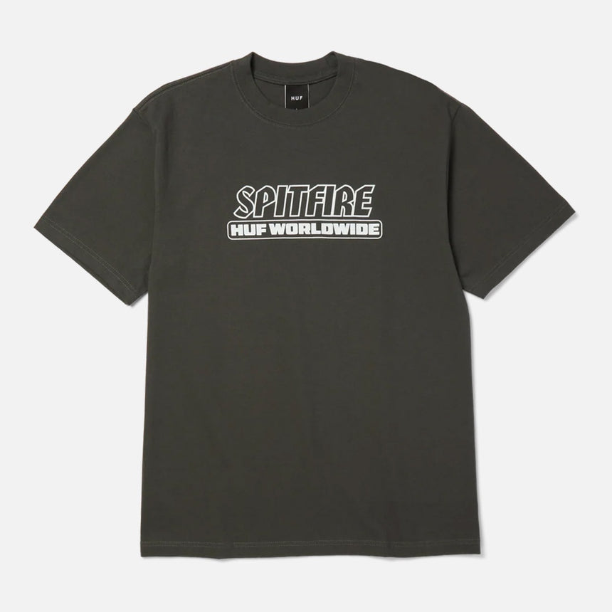 HUF X Spitfire Burn Heavyweight Tee - Washed Black