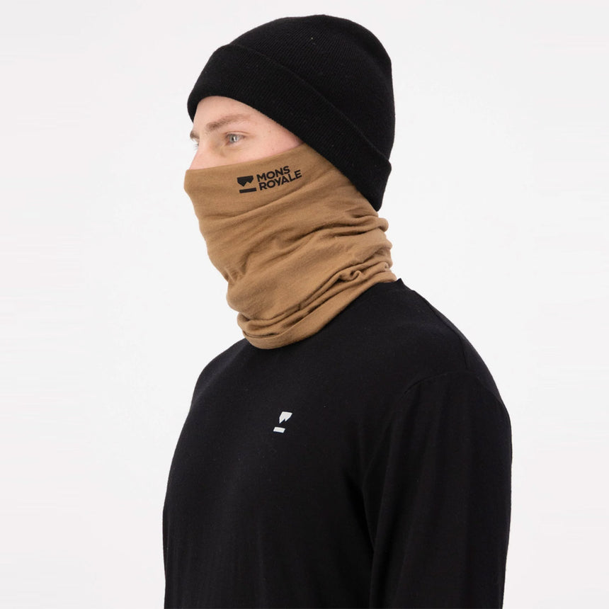 MONS ROYALE Double Up Merino Neckwarmer - Toffee