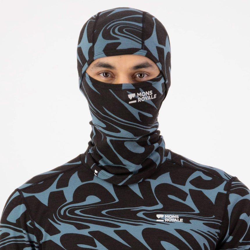 MONS ROYALE Santa Rosa Merino Balaclava - Signal Lost Goblin Blue