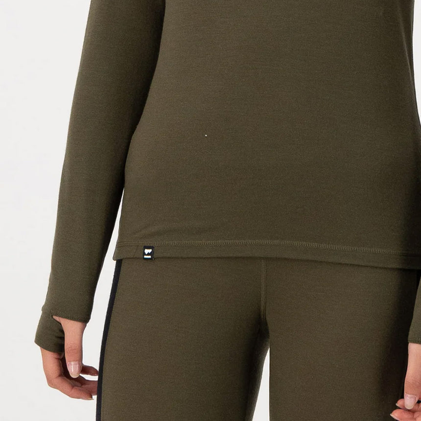 MONS ROYALE Women's Cascade Merino Long Sleeve - Dark Olive
