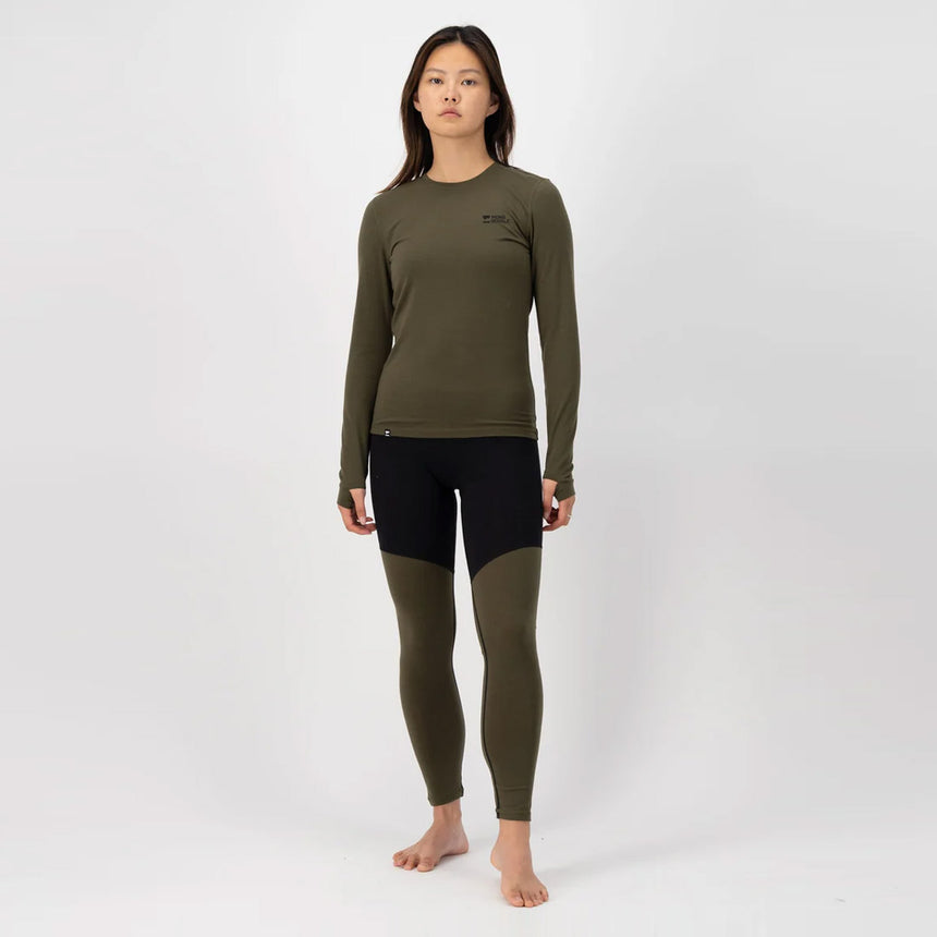 MONS ROYALE Women's Cascade Merino Long Sleeve - Dark Olive