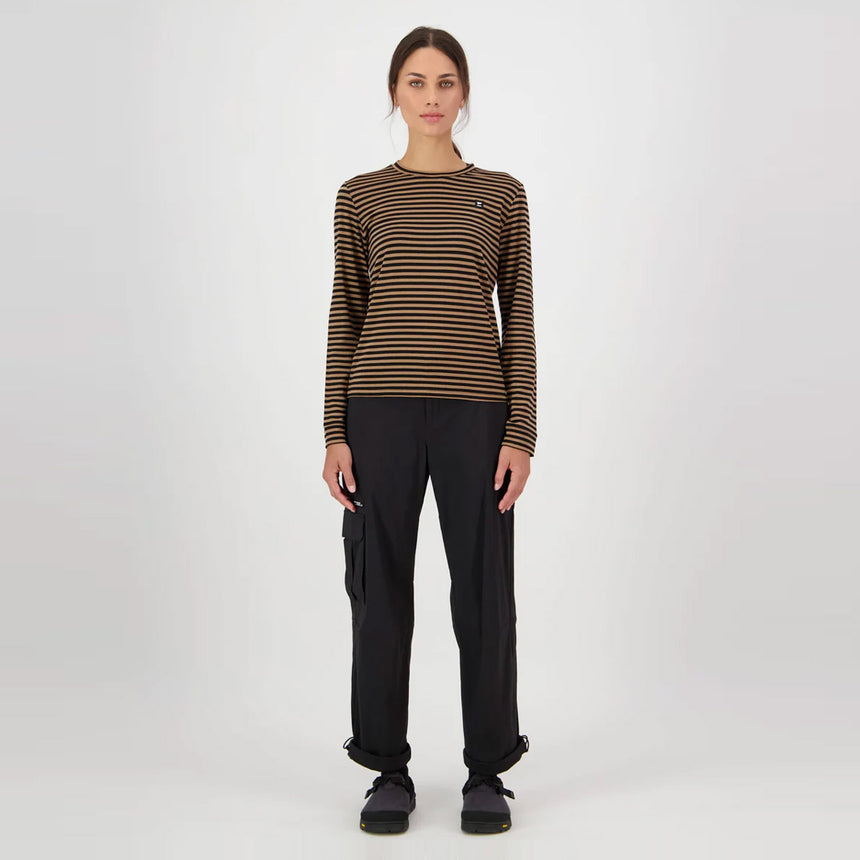 MONS ROYALE Women's Icon Merino Long Sleeve - MR Stripe Toffee