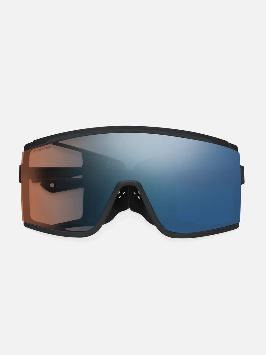 SMITH Pursuit Sunglasses - Matte Black/ChromaPop Glacier Photochromic Copper to Gray with Blue Mirror