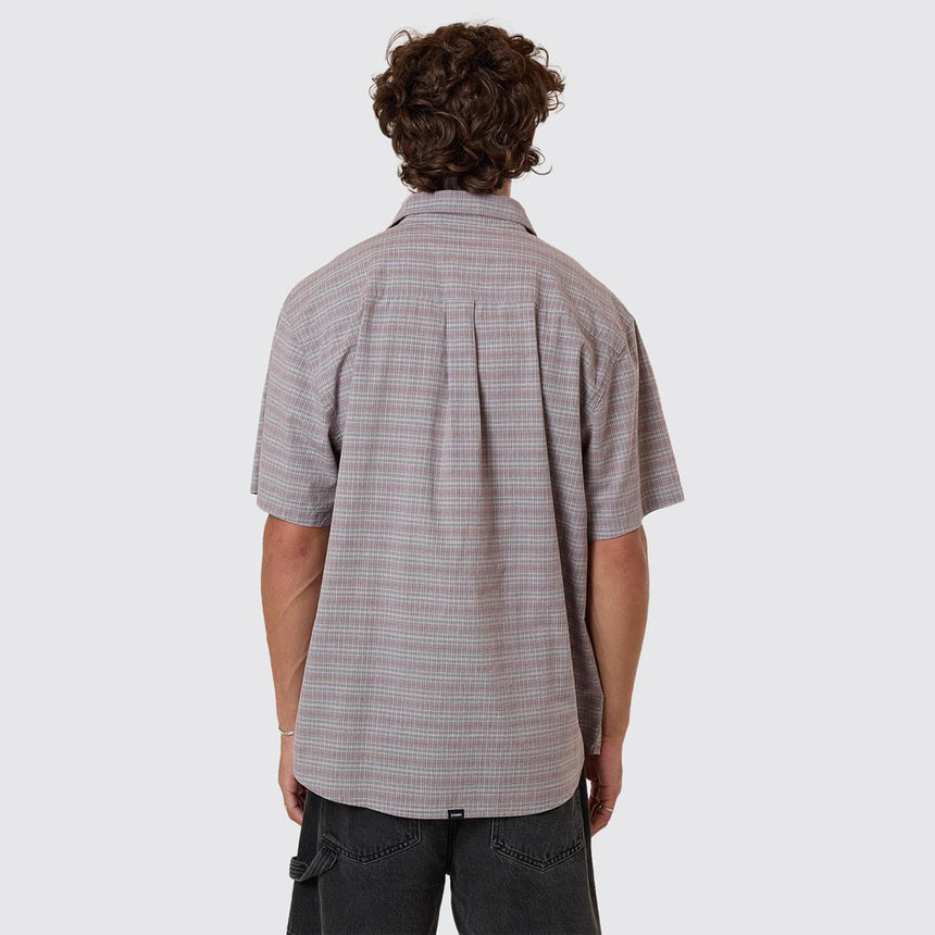 THRILLS Minimal Thrills Stripe Check Short Sleeve Shirt - Smog