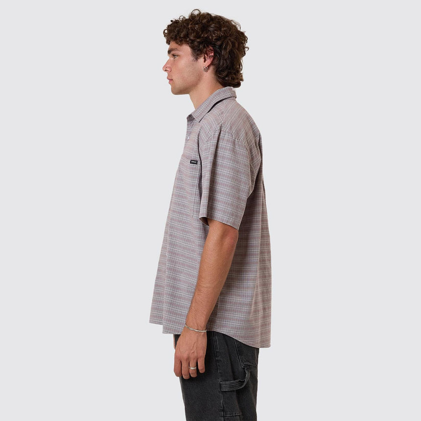 THRILLS Minimal Thrills Stripe Check Short Sleeve Shirt - Smog