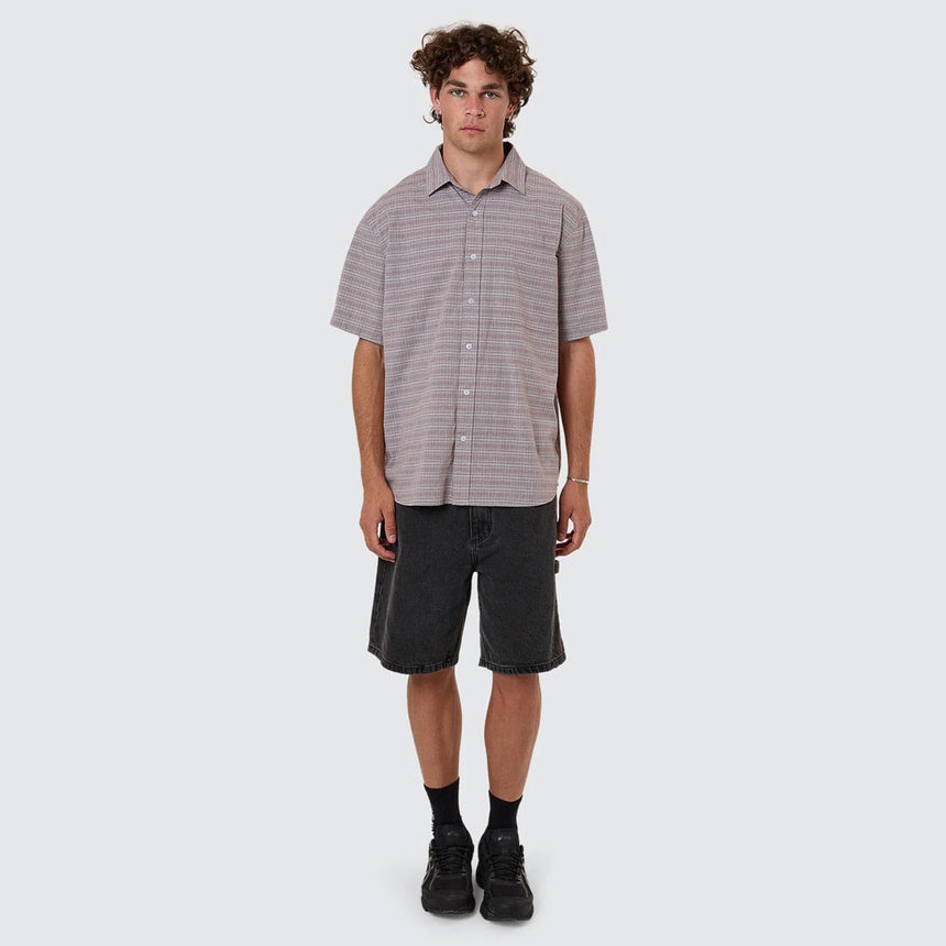 THRILLS Minimal Thrills Stripe Check Short Sleeve Shirt - Smog