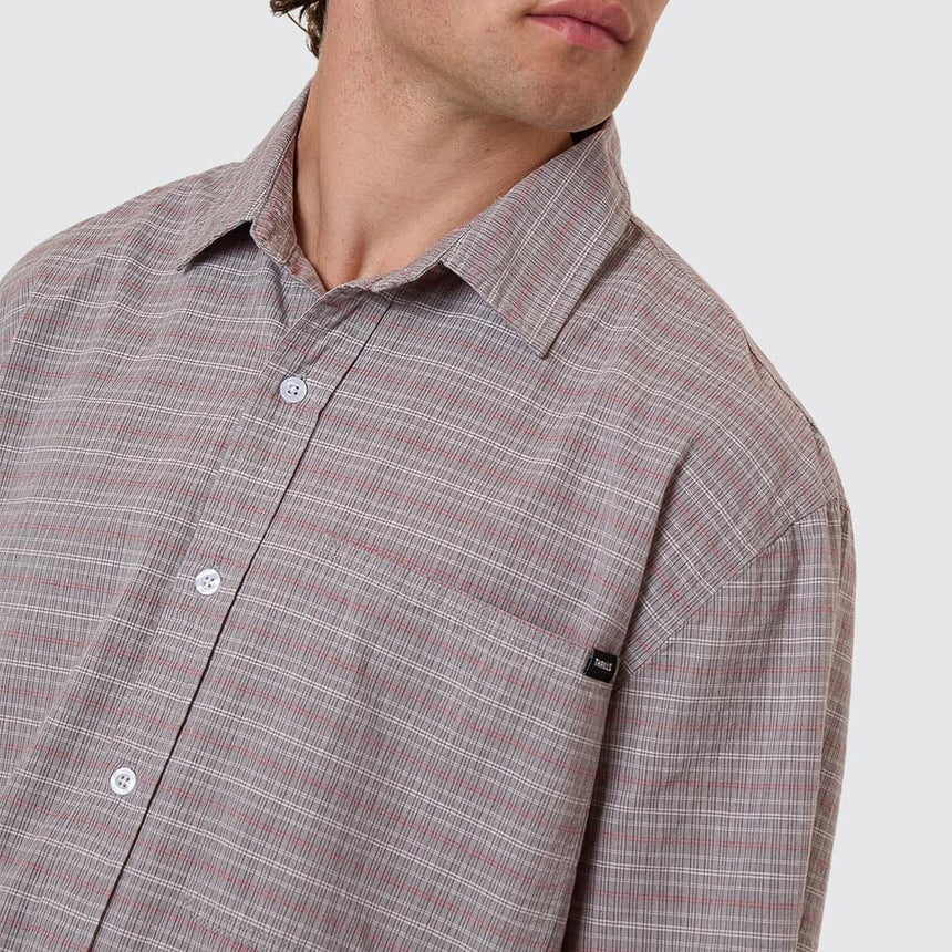 THRILLS Minimal Thrills Stripe Check Short Sleeve Shirt - Smog