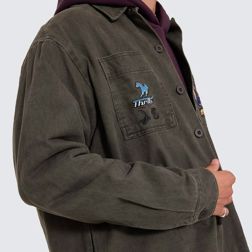 THRILLS Against All Odds Cropped Overshirt - Oil Green