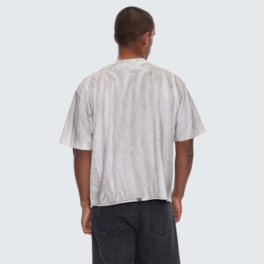 THRILLS Arts Sunfade Box Fit Oversize Cropped Raw Hem Tee - Sunfade Bleach Charcoal