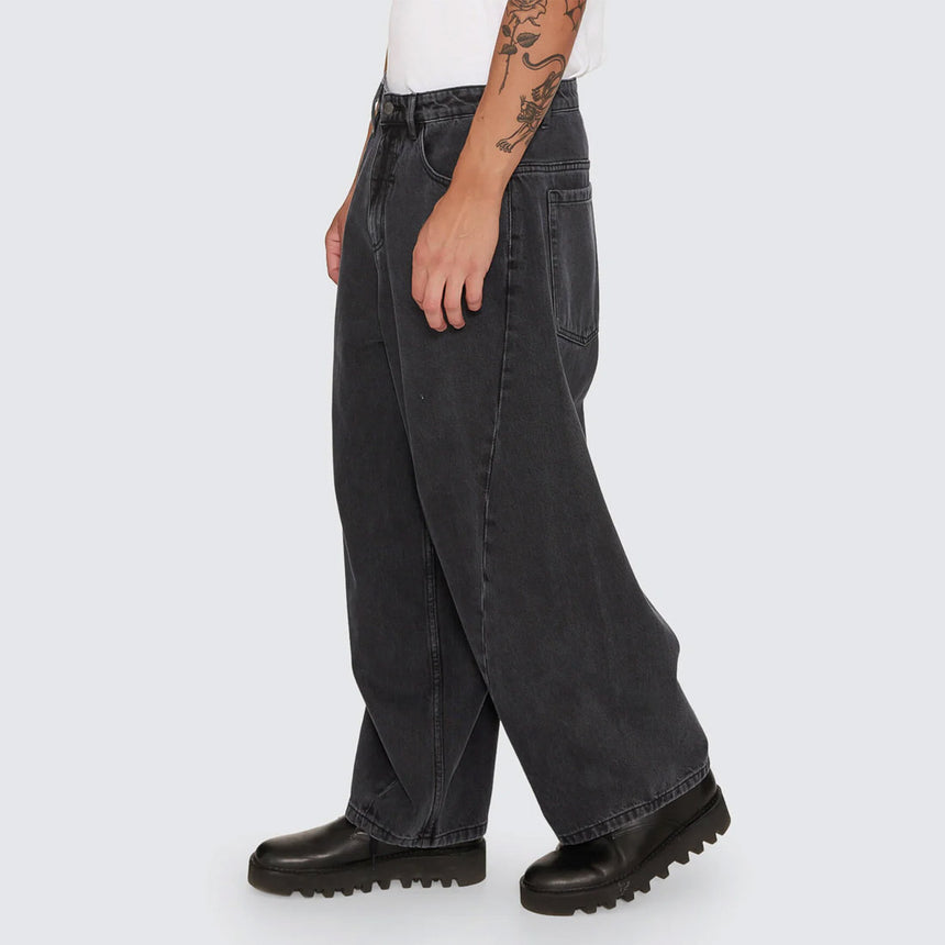 THRILLS Barrel Leg Balloon Baggy Denim Jean - Dark Charcoal Black