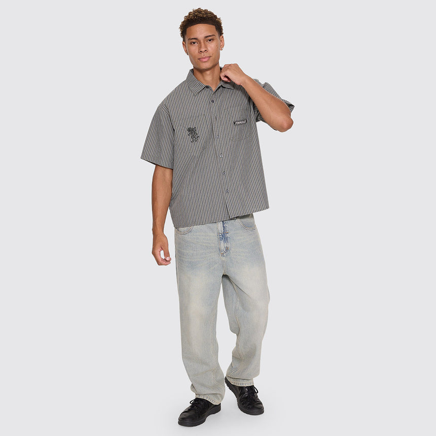 THRILLS Built To Last Cropped Short Sleeve Work Shirt - Beetle