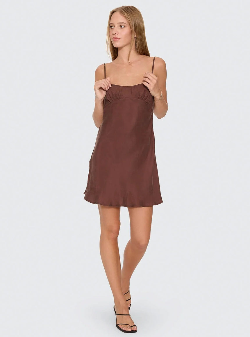 THRILLS Elio Bias Mini Dress - Cocoa
