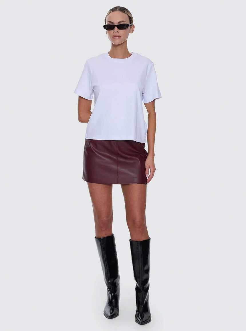THRILLS Ethan Leather Mini Skirt - New Maroon