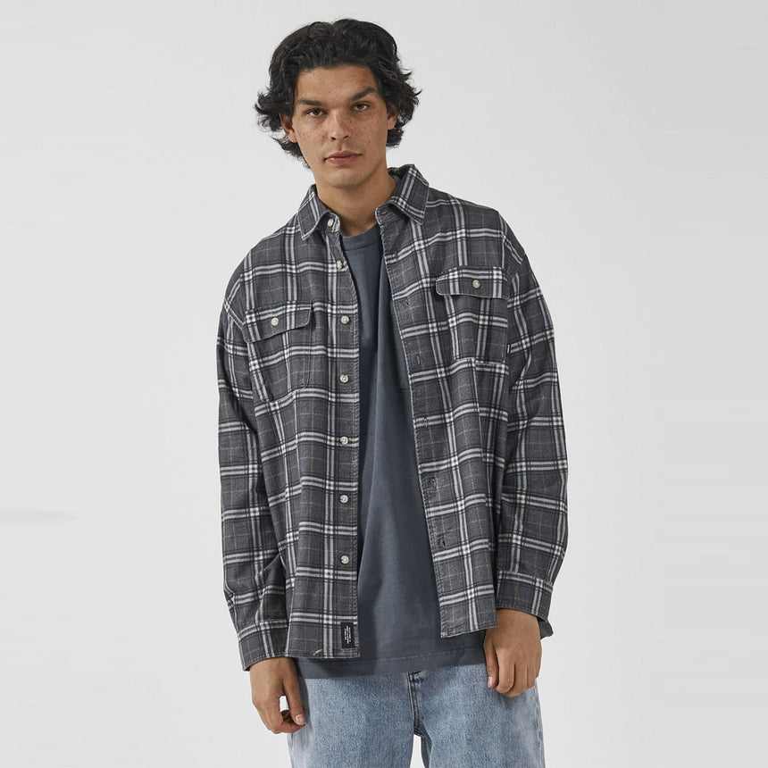 THRILLS Genuine Oversized Flannel Shirt - Mood Indigo
