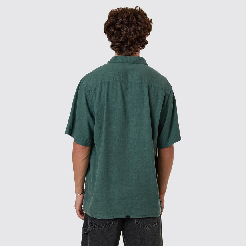 THRILLS Hemp Minimal Thrills Contrast Stitch Bowling Shirt - Sea Pine