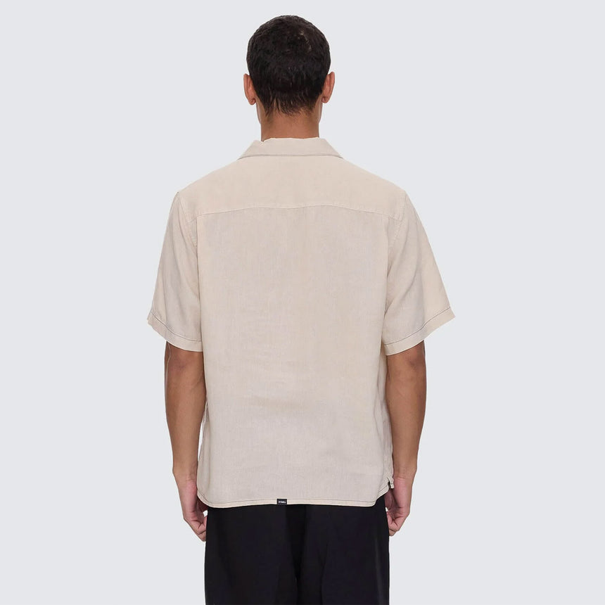THRILLS Hemp Minimal Thrills Contrast Stitch Cropped Bowling Shirt - Oatmeal