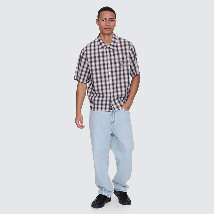 THRILLS Paradise Falling Short Sleeve Cropped Work Shirt - Navy
