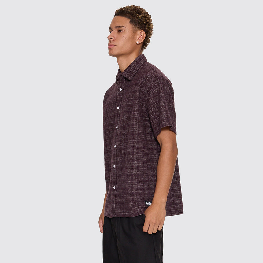 THRILLS Patches Cropped Short Sleeve Shirt - Aubergine