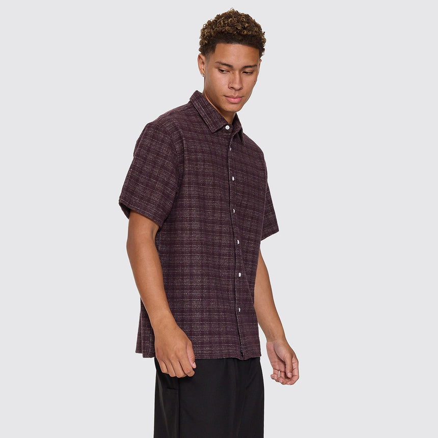 THRILLS Patches Cropped Short Sleeve Shirt - Aubergine