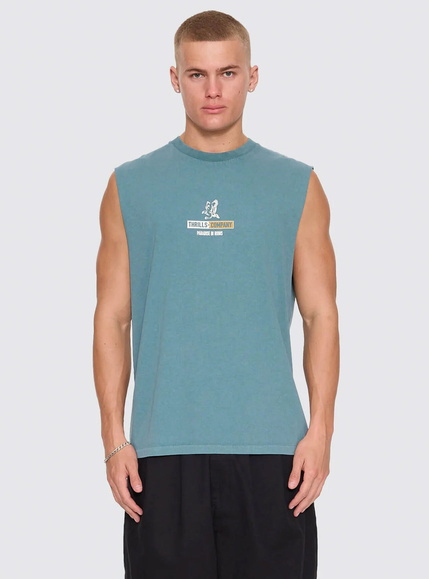 Thrills Risen Merch Muscle Tee - Troppo Teal