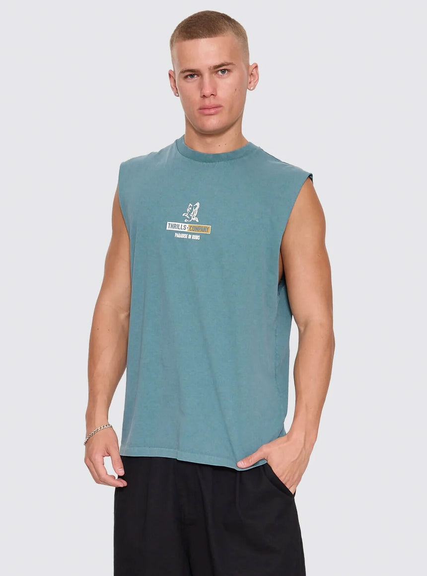 Thrills Risen Merch Muscle Tee - Troppo Teal