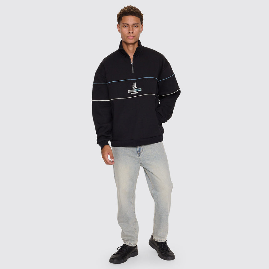 THRILLS Risen Quarter Zip Cropped Fleece - Black